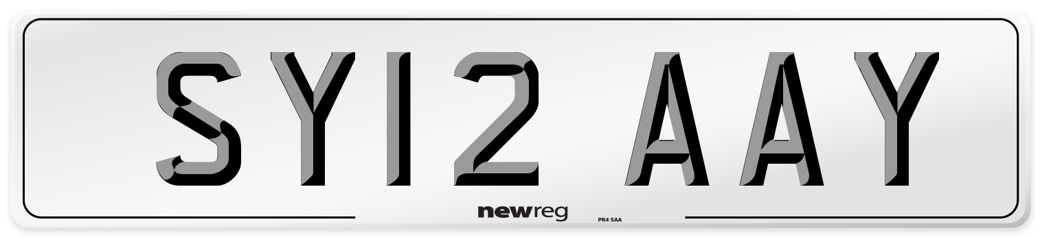 SY12 AAY Number Plate from New Reg